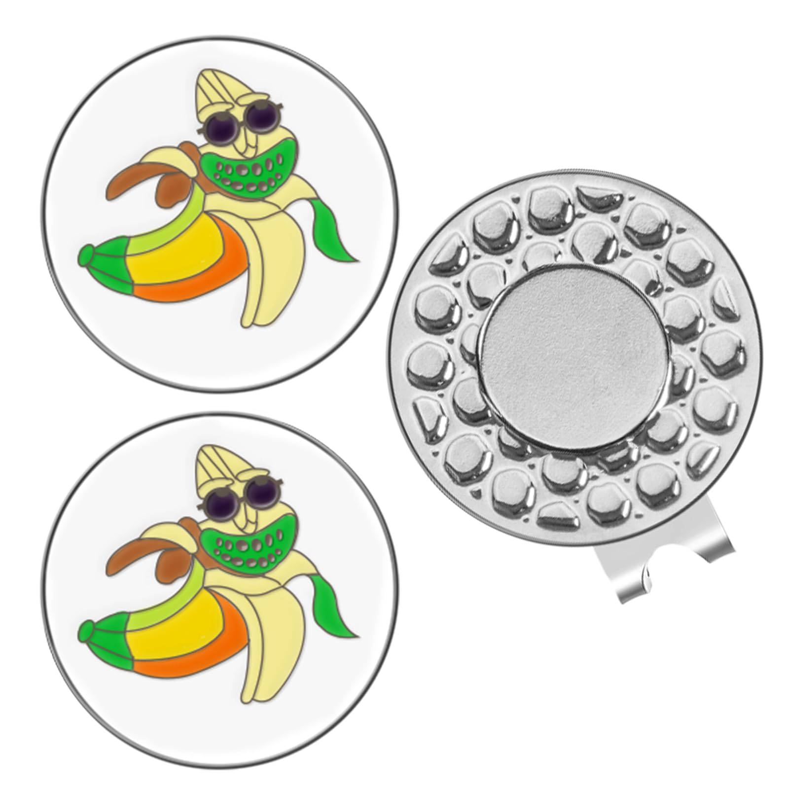 AMRTA Magnetic Golf Ball Marker Hat Clip 1pcs with 2pcs Ball Markers Golf Ball Markers Personalised for Putting Coin Golf Gifts Golfer (Yellow Pattern)