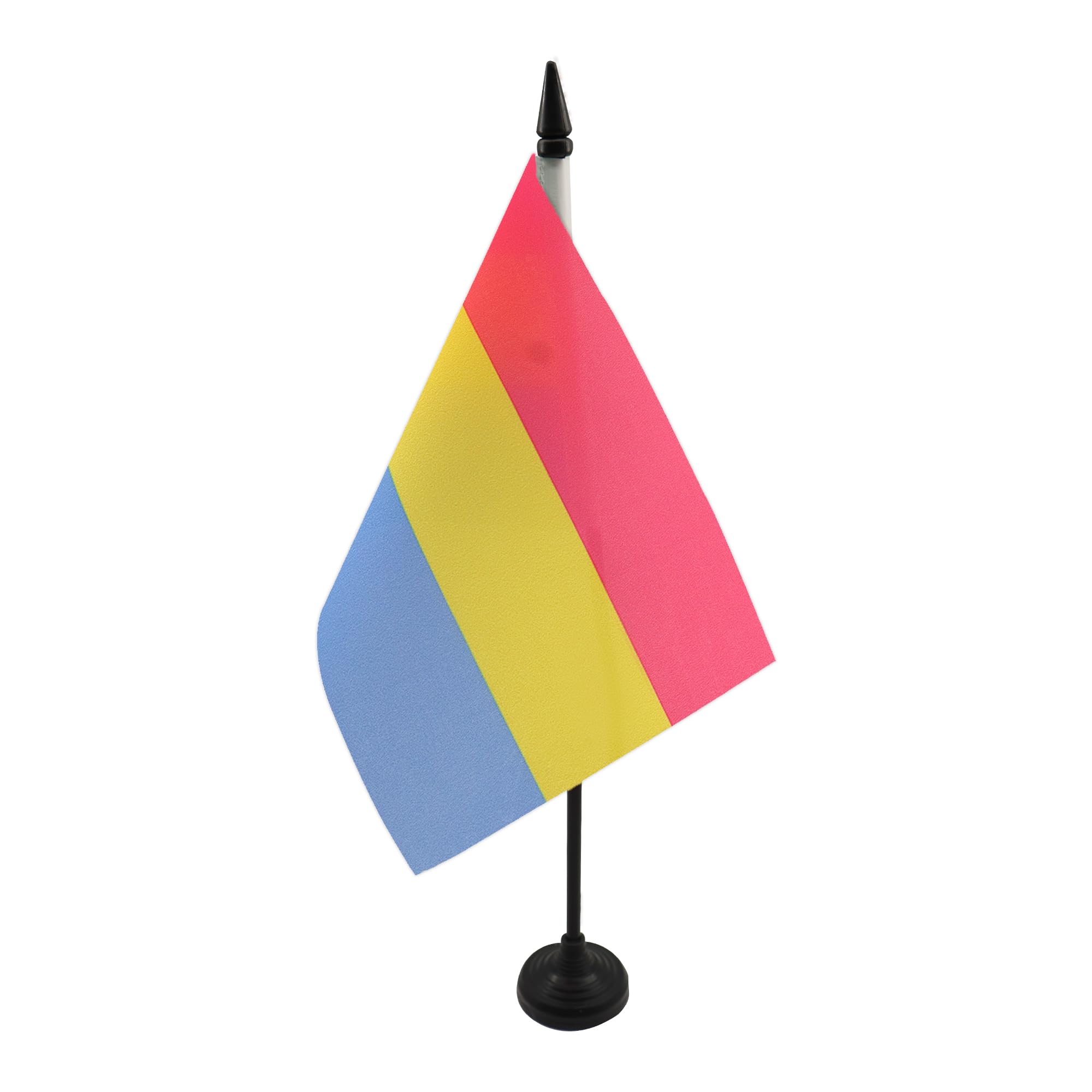 AZ FLAG Pansexual Table Flag 5'' x 8'' - pansexuality Office Decoration 100% Polyester 21 x 14 cm - Mini Desk Flag with Pole and Black Plastic Base
