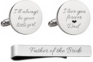 Kooer Personalized Engraved Cuff Links Tie Clip Set Custom Engrave Phrase Wedding Cufflinks Jewelry Gift for Father Dad Of all the Walks We've taken This one is my Favorite
