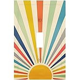 Yellow Retro Boho Rainbow Sun Decorative Single Toggle Wall Plate Outlet Covers 70s Mid Century Abstract Art 1-Gang Sunrise Decorator Light Switch Faceplate Electrical Receptacle Cover Jumbo Size