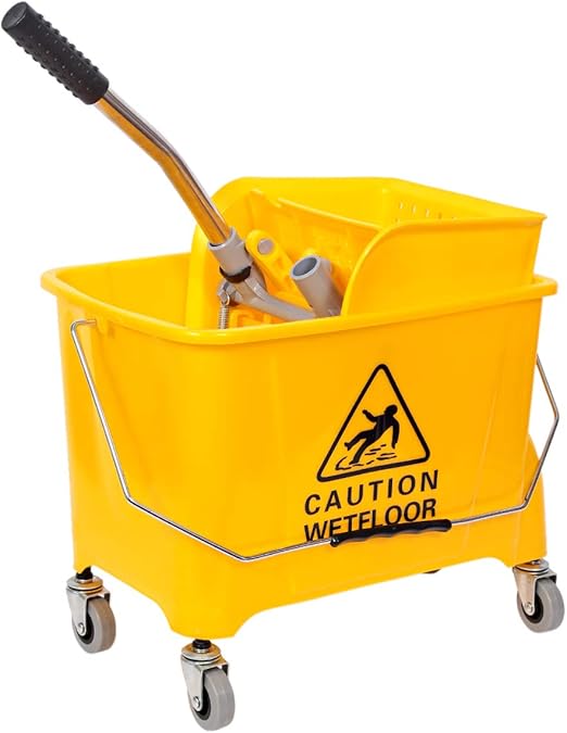 Mop Bucket with Wheel and Wringer 20 Liters, Yellow Buy Online at