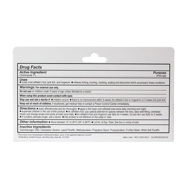 CAREALL CLOTRIMAZOLE ANTIFUNGAL CREAM 1% USP 1.0 OZ. (24 PACK), CURES MOST ATHLETE’S FOOT, JOCK ITCH AND RINGWORM, SOOTHS AND RELIEVES ITCHING, BURNING AND CRACKING FROM THESE CONDITIONS