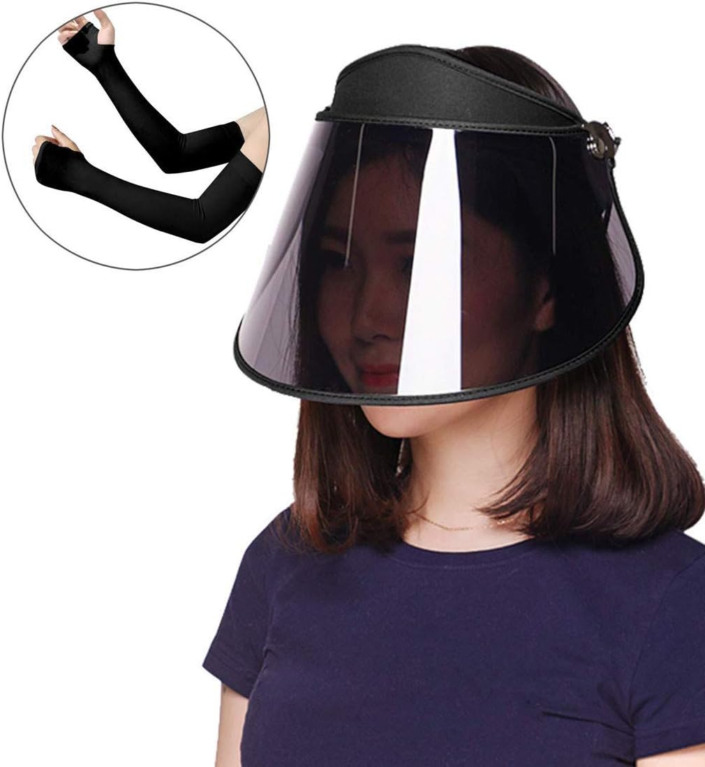 Karooch Sun Visor Ladies Rain Hat Rain Visor with Arm Cover can Be Used by Men Women, Windproof Dustproof, Anti-Spitting Protective Hat Cover Outdoor Fisherman Hat Adjustable