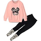 Arshiner Toddler Girls Clothes 2Pcs Graphic Pullover Sweatshirts Patchwork Leggings Pants Fall Winter Outfit Tracksuits 1-6