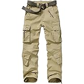 Raroauf Women's Causal Cotton Cargo Pants Military Combat Workwear Capri Pants with 8 Pockets