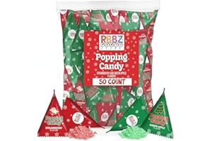 RBBZ PARTY Christmas Popping Candy Bulk – 50 Pack Individually Wrapped Holiday Candy – Stocking Stuffers for Kids – Xmas Party Favors, Classroom, Holiday Goodie Bag Fillers, Kids Christmas Treats, and Birthday Parties