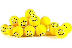 Neliblu 24 Pack Smile Stress Balls for Kids and Adults - 2" Stress Balls in Bulk - Neon Yellow Funny Face Squishy Balls to Support Anxiety - Fidget Toys, Party Favors, Goodie Bag Stuffers for Kids