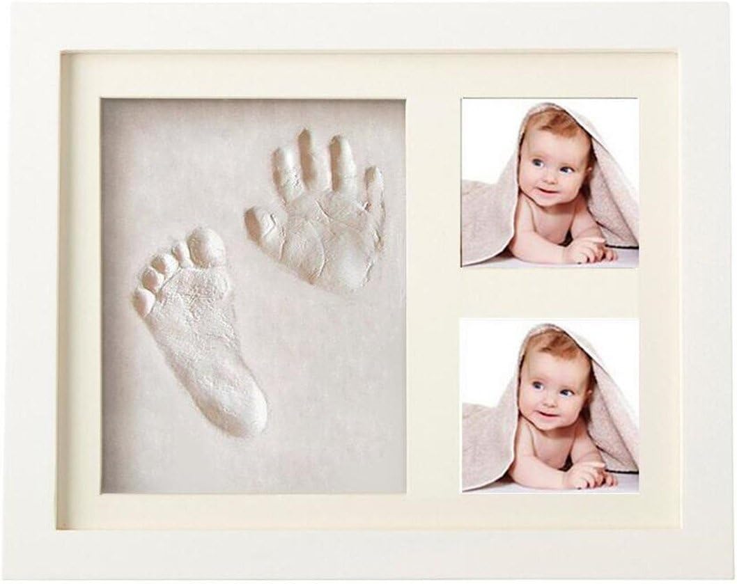 Emwel Baby Hand Print Kit Newborn Picture Frame Keepsakes Frames for Registry Memorable Keepsakes Decorations, Wood Frames with Safe Clay