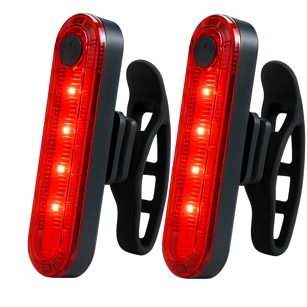 Photo 1 of Bike Tail Light 2 Pack - Bright USB Rechargeable Rear Bike Light - Easy Bicycle Tail Light Installation - Waterproof IP44,4 Modes LED Bike taillights for for Adults Kids Men Women Road Mountain