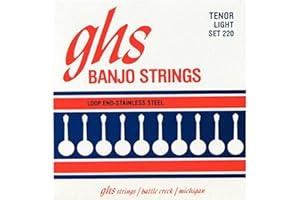GHS Strings - 4-String Banjo Strings - Tenor Banjo - Stainless Steel - Light Gauge - 010 1/2-028 - Model: 220 SET
