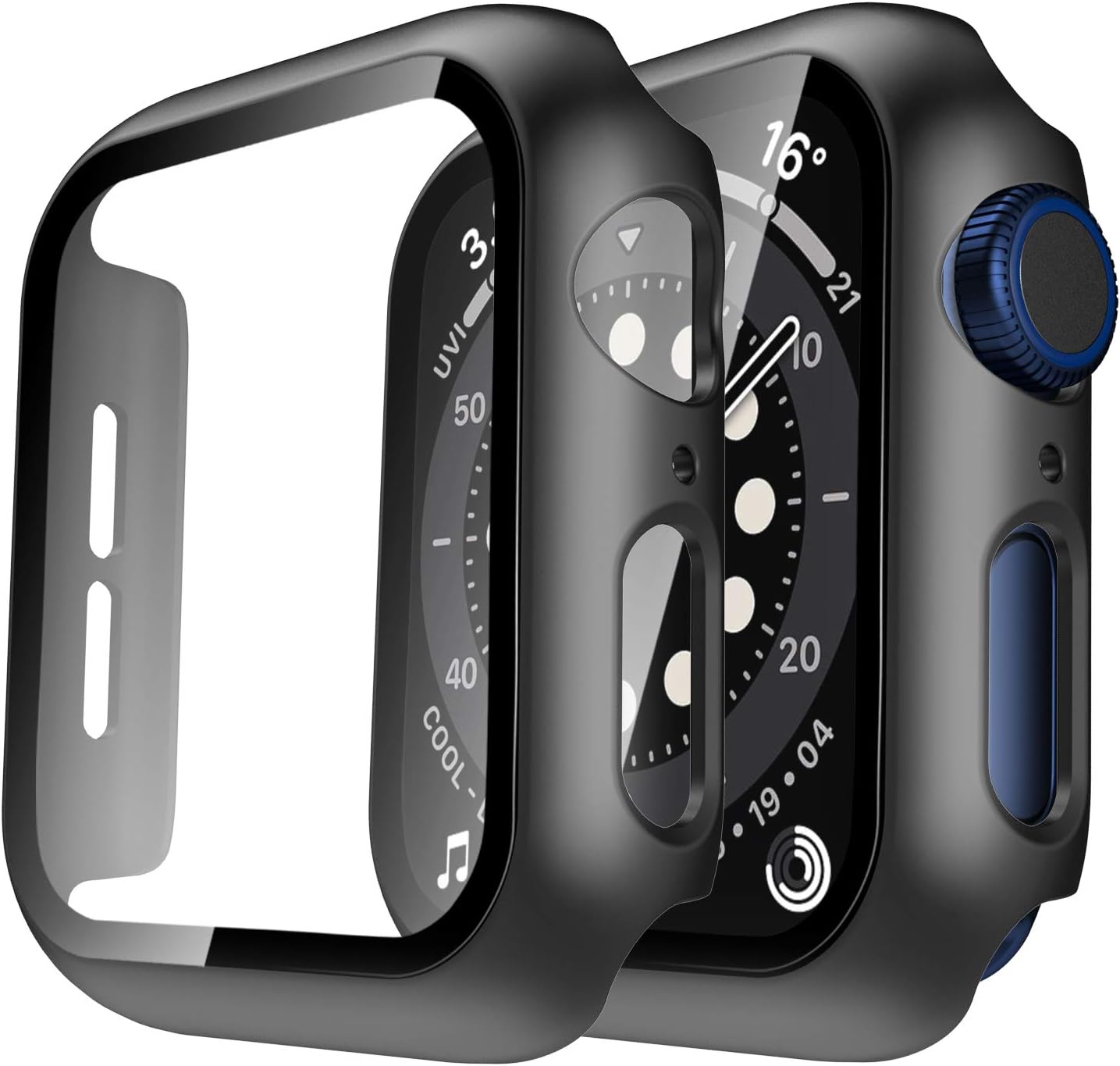 Tauri 2 Pack Hard Case Compatible for Apple Watch SE Series 6 5 4 40mm Built in 9H Tempered Glass Screen Protector Slim Bumper Touch Sensitive Full Protective Cover Compatible for iWatch 40mm - Black