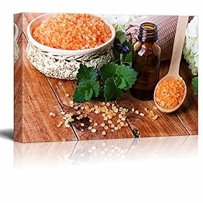 Canvas Prints Wall Art - Zen Spa Salts with Aromatic Therapeutic Oils | Modern Wall Decor/Home Decoration Stretched Gallery Canvas Wrap Giclee Print. Ready to Hang - 12" x 18"