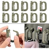 BOOSTEADY 10 Pack Multipurpose D-Ring Grimlock Locking for Molle Webbing with Zippered Pouch