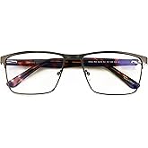 V.W.E. Men Premium Rectangle Metal - Plastic Temple Extra Large Reader - 152mm Wide Frame Reading Glasses Anti-Blue UV