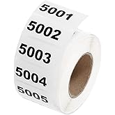 uxcell 1 Roll Inventory Number Sticker, 5001-6000 Consecutive Numbered Labels Self Adhesive Waterproof Labels Tag for Storage Classification Supplies (1.6x0.8 Inch)