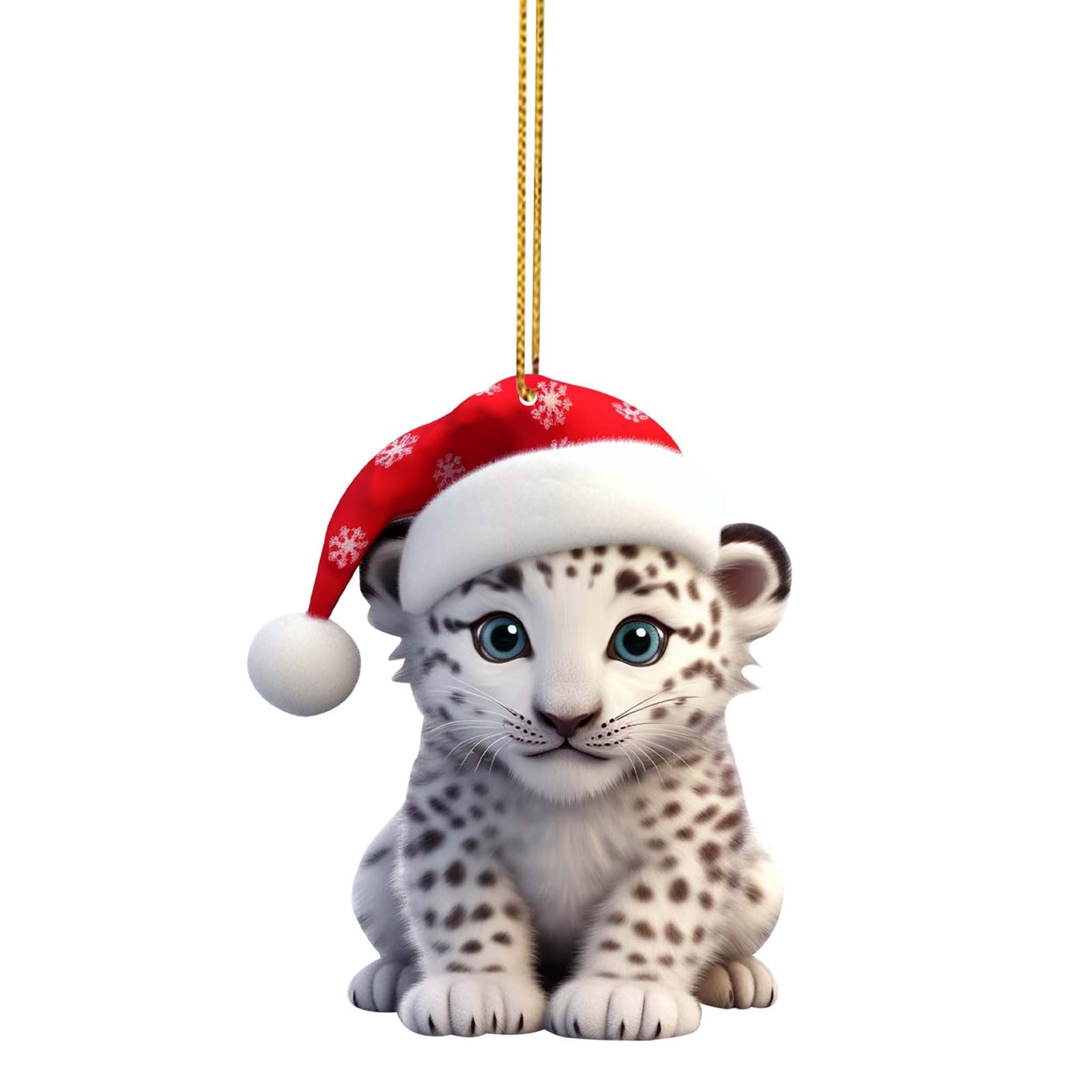 Christmas Tree Decorations Cute Snow Leopard Baby Christmas Pendant Hangs CarDecoration Hanging Novelty Acrylic Baubles Creative Crafts Hallmark Ornament Xmas Decor Stunning Unusual Gift