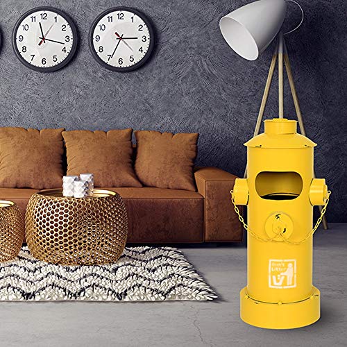 MQW Red/Yellow Industrial Wind Fire Hydrant Trash Bin Retro Old Iron Iron Storage Bucket Creative Oil Buckle Floor Decoration 44 87 (cm) Delicate and Beautiful (Color : Yellow)