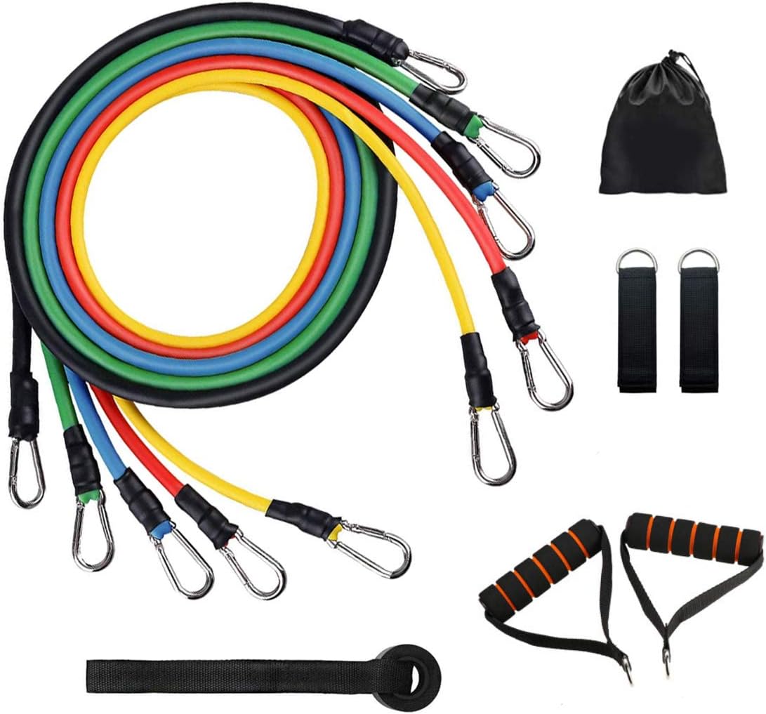 Resistance Bands Set,Portable Exercise Band Set with Door Anchor, Ankle Straps Carrying Case for Home Workouts