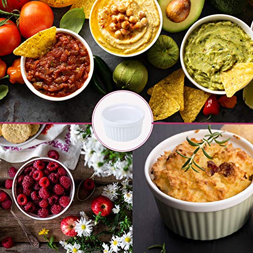 8 oz Ramekins for Baking Set - 6 PACK Souffle Dish Bowls with 6 Spoons Set, Oven Safe Round Ceramic Custard Cups, Dessert, Ice Cream, Creme Brulee, Gratin Dishes, Pot Pie (Multicolor Set) - Thumbnail 6