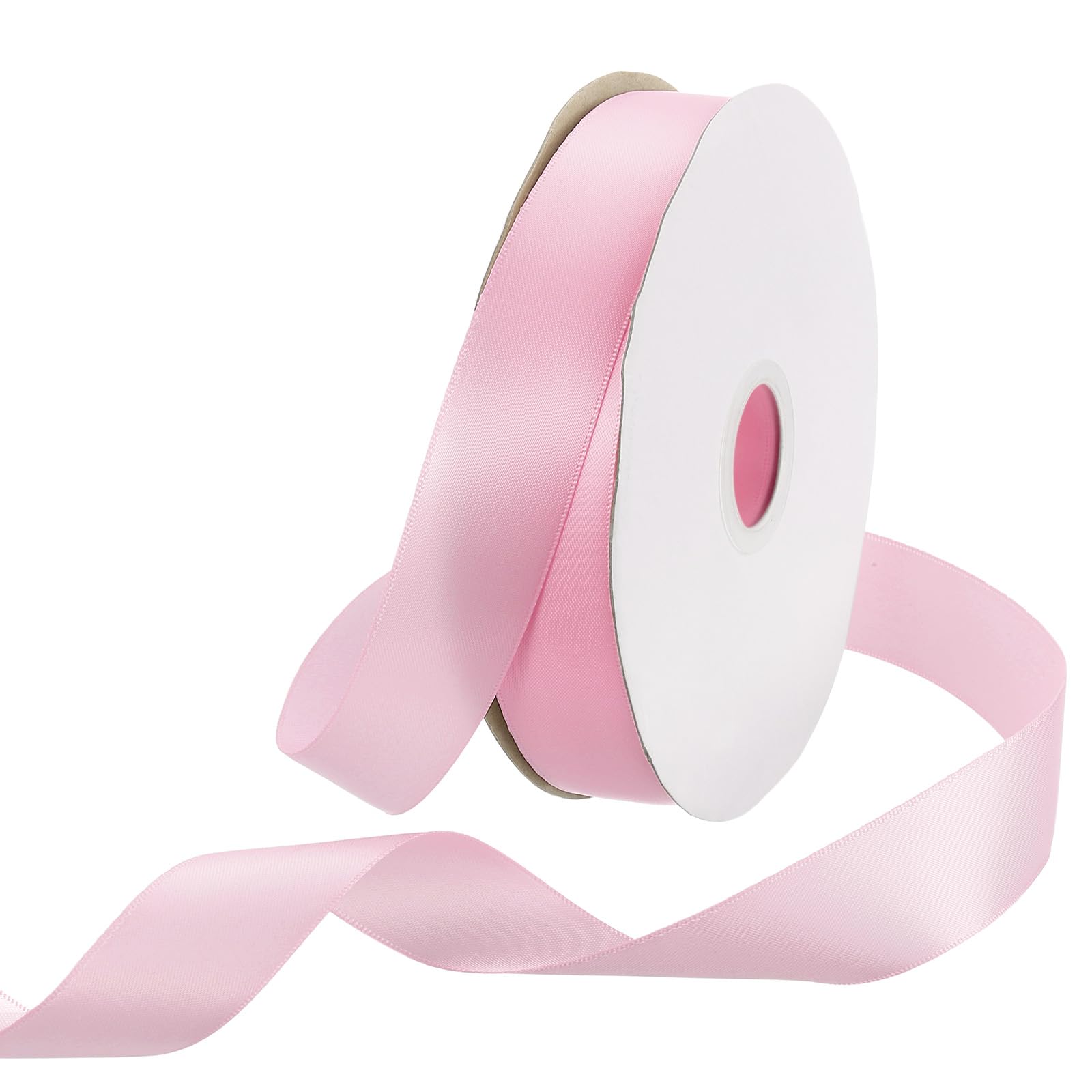 Rebower 50 Yard/150ft Satin Ribbon Thick Double Face Grosgrain Silk Ribbon, [for Gift Wrapping, Hair Bows, Wedding, Cake, Flower] - 1"(25mm)/Light Pink — image 1