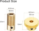 sourcing map Brass Worm Gear Set 0.5 Module 40:1 Reduction 5mm Hole Dia Gear view 2