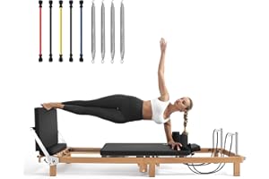 DWKWE Foldable Pilates Reformer Machine,Extended 88in Metal Frame Pilates Equipment for Home Women Men Use Gym Workout & Advanced and Beginners Users , Dual Resistance System (Spring & Latex Tubes)