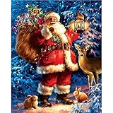 Mobicus 5D DIY Diamond Painting by Number Kits，Santa Claus Presents Gifts(12X16inch/30X40CM)