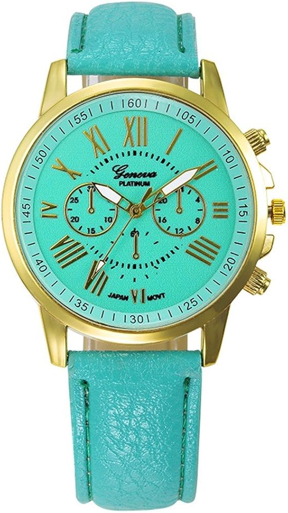 Han Shi Luxury Watch, Fashion Faux Leather Numerals Casual Classic Analog Quartz Watch