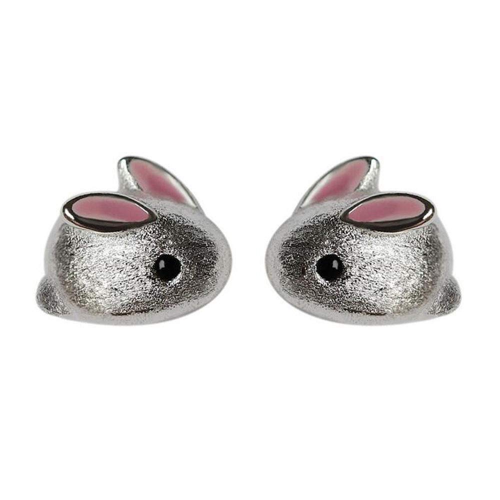Belons Girls Earrings Rabbit 925 Sterling Silver Stud Earrings Rabbit Ear Studs for Ladies Women
