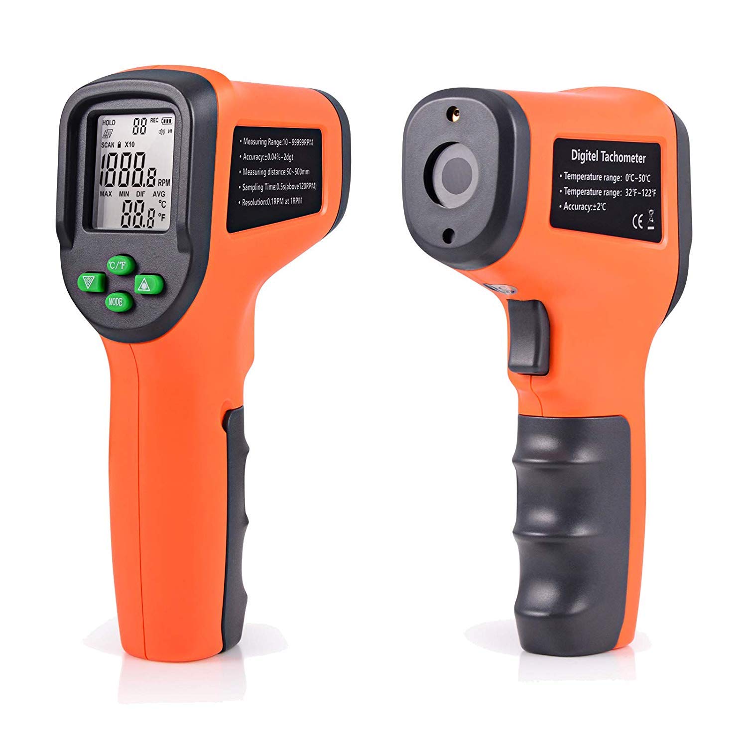 Ehdis Digital LCD Laser Photo Tachometer NonContact RPM Meter Motor