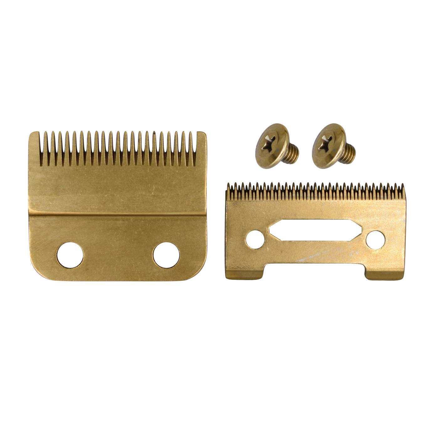 AIRERA Professional 2-Hole Replacement Blades Set #2161, 1 Carbon Steel Fixed Blade, 1 Carbon Steel Moving Blade, Compatible with 5 Star Series Hair Clipper(Gold)