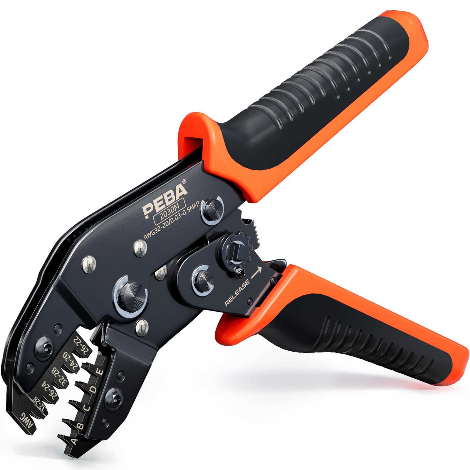 PEBA Micro Connector Pin Crimping Tool 0.03-0.5mm² for 2.0-3.0mm Pitch Pin Connectors, Non-Insulated Open Barrel Terminal Crimp Tool for JST-XH/SM/PH/SYP, Dupont, Molex, KF2510, TE Serie Connectors