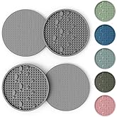 Wingcases Coasters for Drinks(4 Pack, Dark Grey) Cute Aesthetic Pet Paw Design Silicone Cup Mat for Tabletop Protection Non-Slip, Non-Stick, Coffee Table Decor, Great Cat Dog Gift for Any Occasion