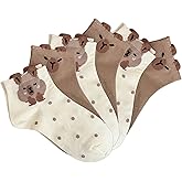 knictto 6 Pairs Fuzzy Capybara Socks for Women Cozy Socks Fluffy Socks Slipper Socks Crew Socks Kawaii Socks