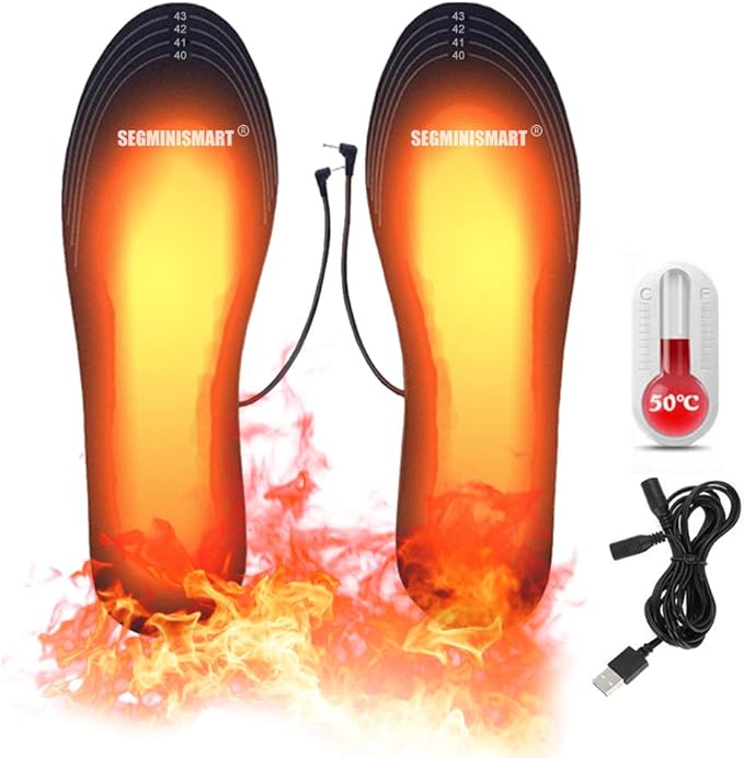 SEGMINISMART Heated Insoles, USB Insoles,Foot Warmers, Thermal Soles