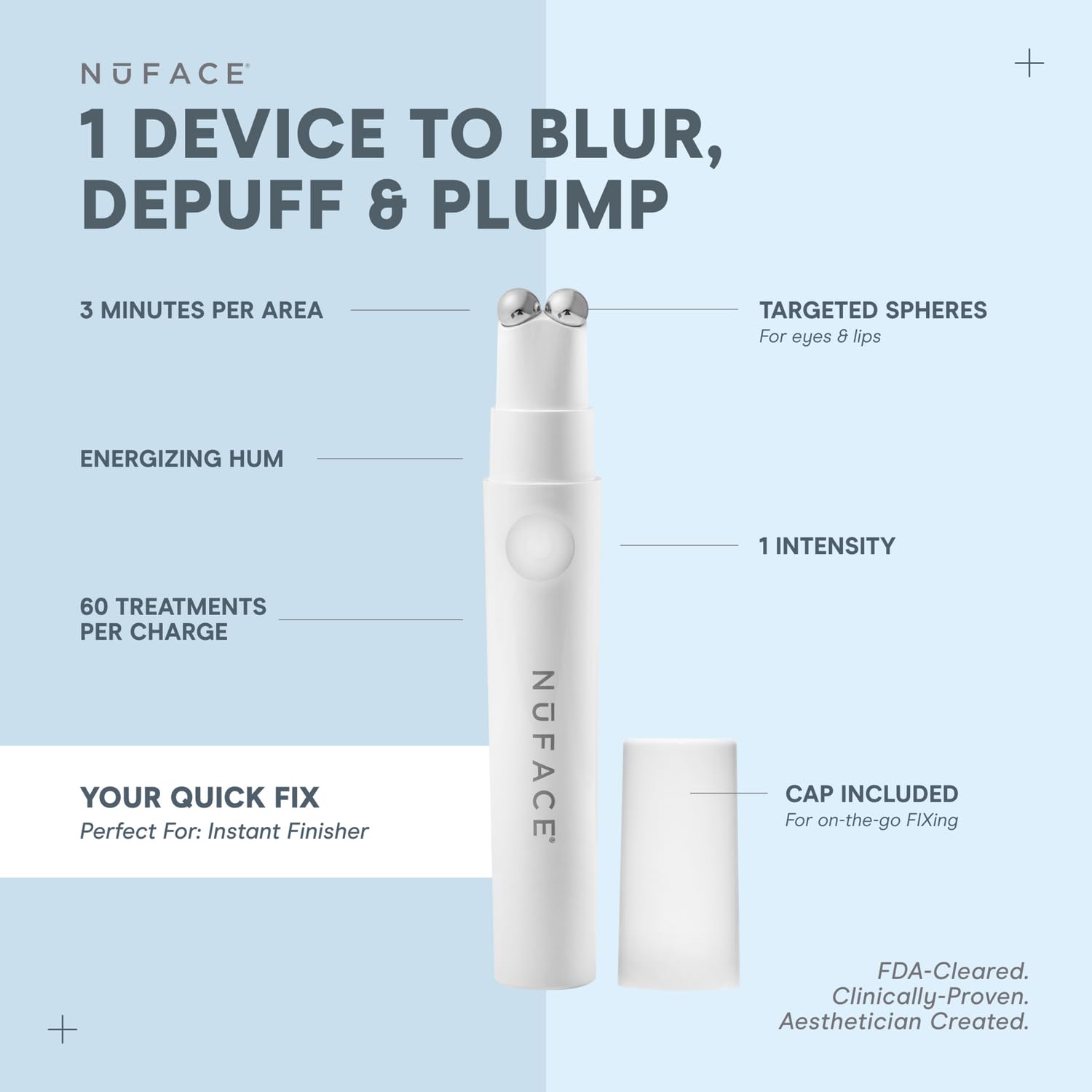 NuFACE FIX Line Smoothing Starter Kit - FDA Cleared Microcurrent Device + Serum Activator for On-The-Go Treatment of Forehead Lines, Crow's Feet, Under Eyes, Smile & Fuller-Looking Lips