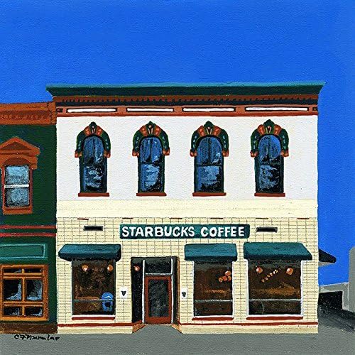 Ceramic Tile Coaster - Starbucks Coffee, Naperville, Illinois - Painting the Town Series - Ceramic Tile - Ceramic Coaster - Decorative Art Work