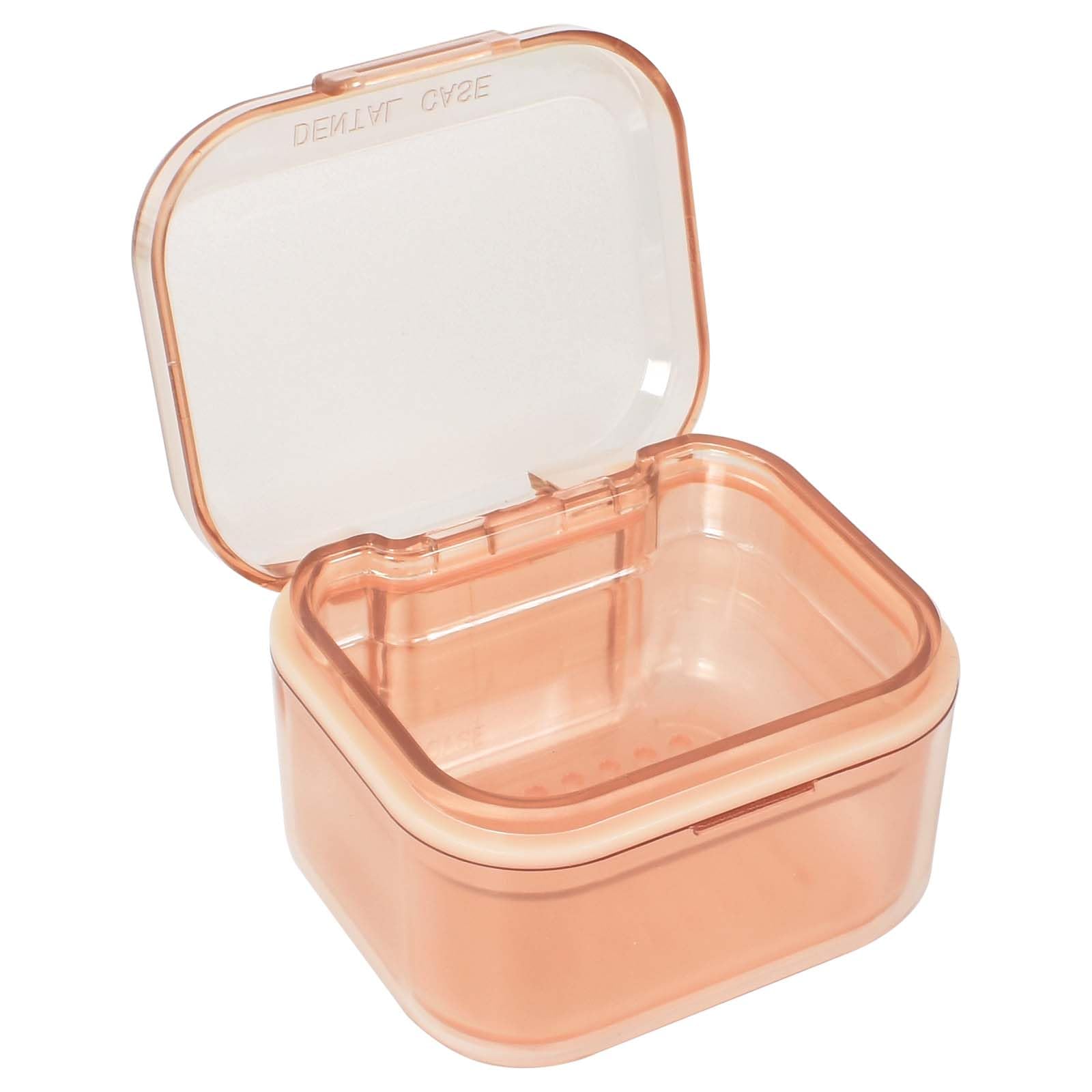 Disnace Dental Container Case, Denture Case for Soaking Dentures, Portable Retainer Case Denture Bath Denture Case Retainer Container Box Dental Dustproof Box Night Guard Case for False Teeth (Orange)