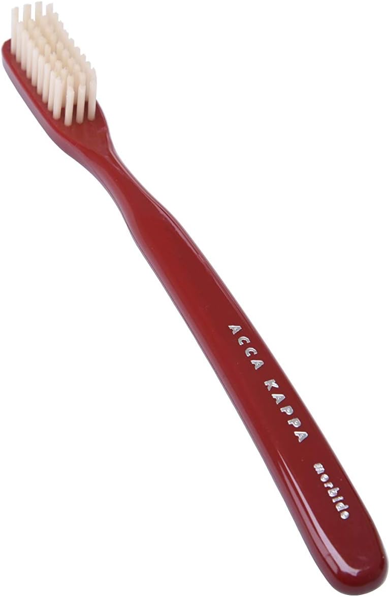 ACCA KAPPA Vintage Collection Nylon Bristle Toothbrush - Red (Medium Bristle)