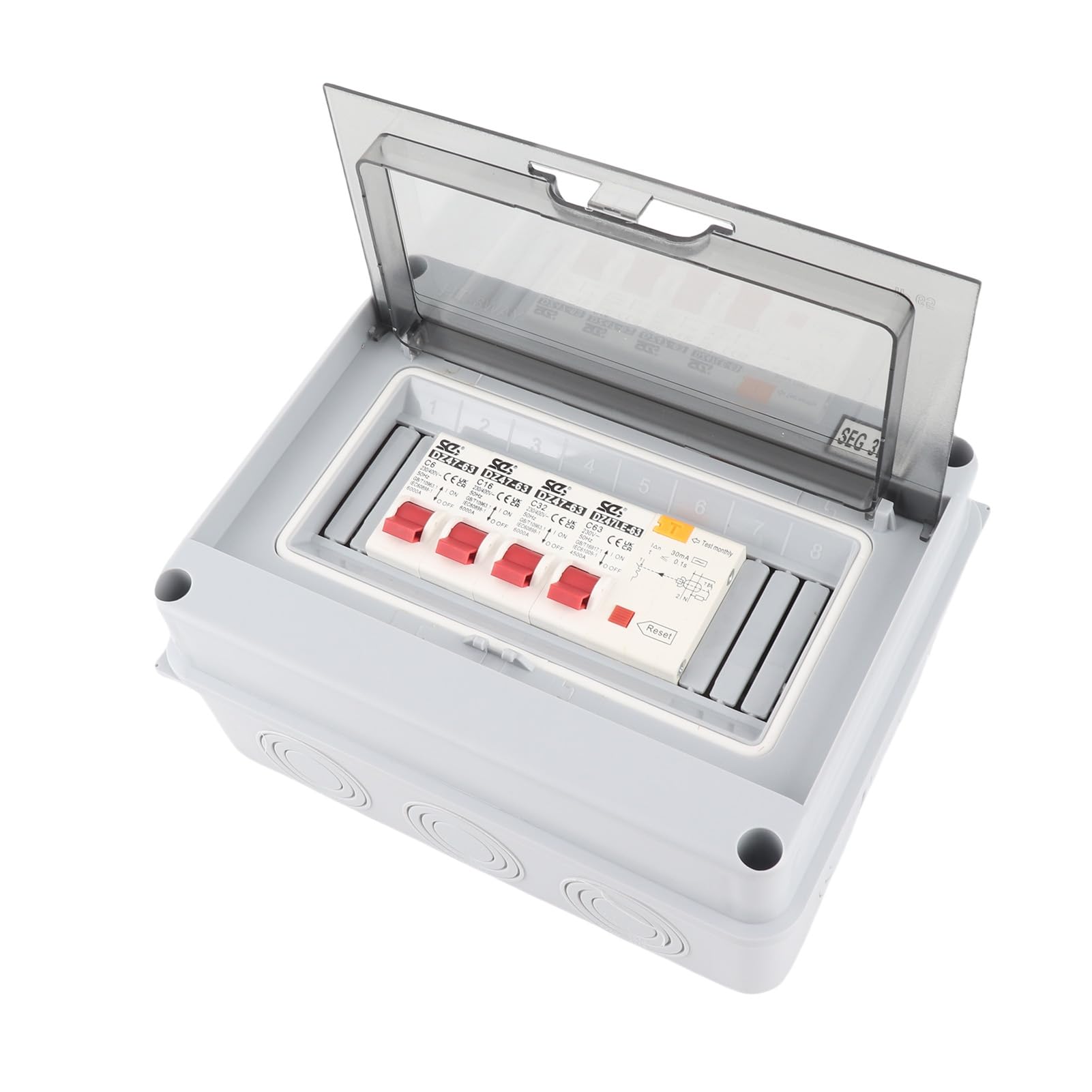 3 Way Consumer Unit, 63A 30mA RCD with 6A+16A+32A MCBs, Garage Consumer Unit Circuit Breaker Box for Caravan Shed Workshop