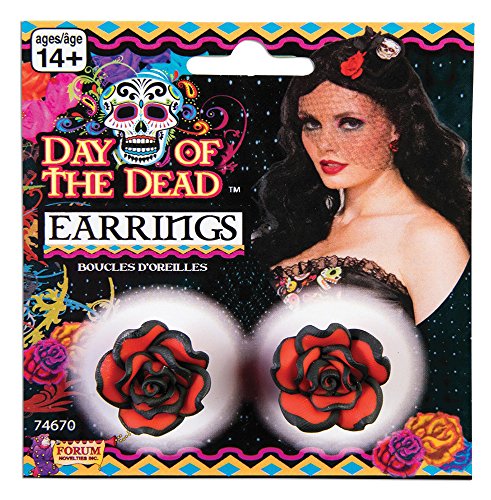 Forum Novelties Day of The Dead Rose Earrings Adult Accessory
