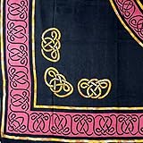 Handmade 100% Cotton Celtic Circular Knot Print Tapestry Bedspread Tablecloth Throw King 110x110