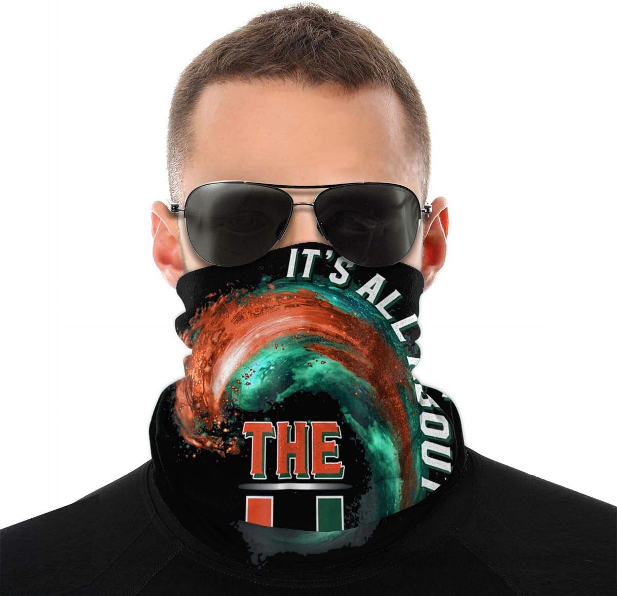 Liuyang Miami Hurricanes Wave - All About The U Outdoor Face Mouth Mask Windproof Sports Mask Ski Mask Shield Scarf Bandana Men Woman