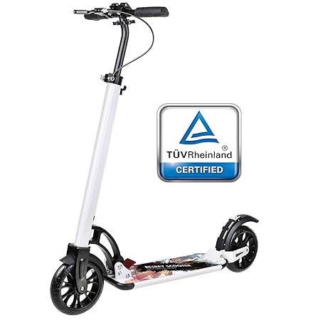 besrey Big Wheel Scooter Tret-Roller City-Scooter mit Big 205mm Wheel mit XXL Trittbrett, Handbremse
