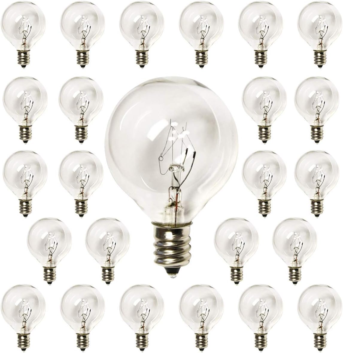 Industrial Electrical 30 Pack Of G40 Replacement Bulbs 5 Watt G40 Globe Bulbs For String Lights Fits E12 And C7 Sockets Candelabra Screw Base Indoor Outdoor Use Clear Glass G40 Bulbs Secure
