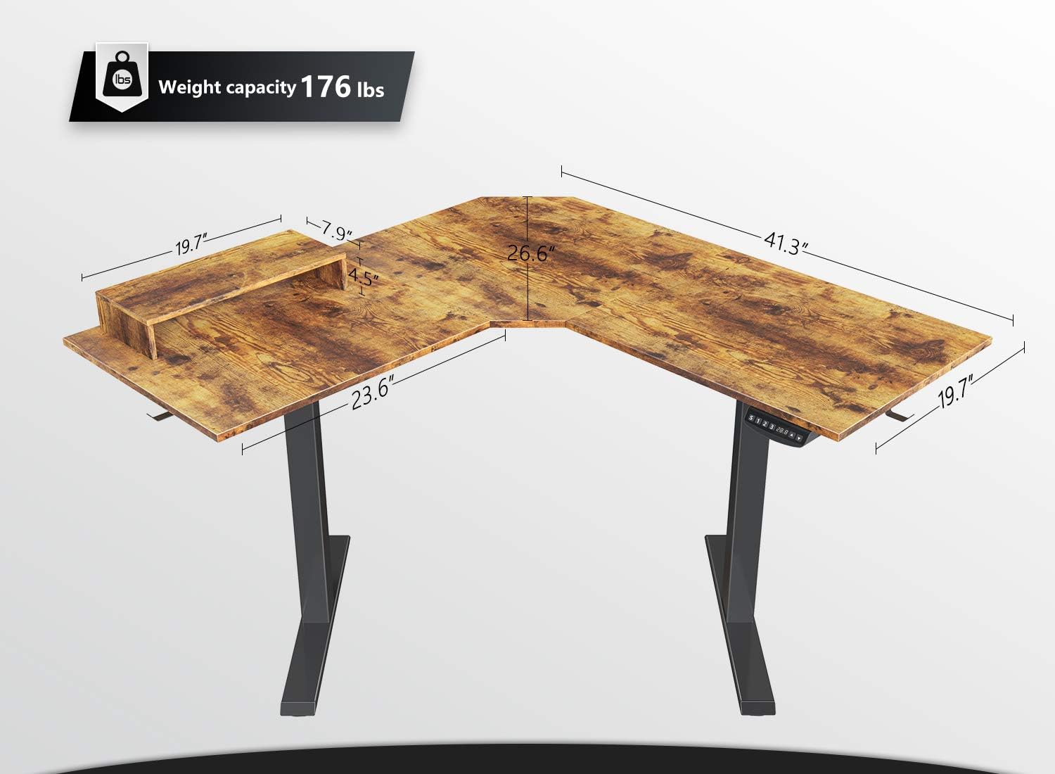 FEZIBO L-Shaped Electric Standing Desk, 48 Inches Height Adjustable Corner Desk, Full Sit Stand Home Office Table with Splice Board, Black Frame/Rustic Brown Top: Kitchen & Dining