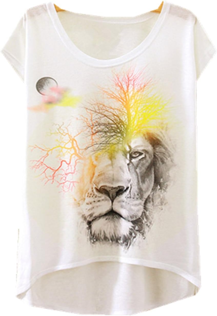 YICHUN Women Girls Thin Tops Leisure T-Shirt Casual Wear Tunic Blouse Tees Printing