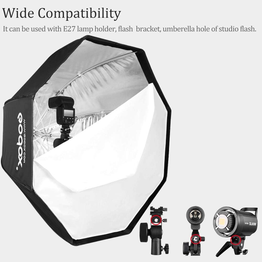 GODOX 32"/ 80cm Umbrella Octagon Portable Softbox Reflector for Studio Photography Speedlite Flash, silver, 80cm-UBW - Image 5