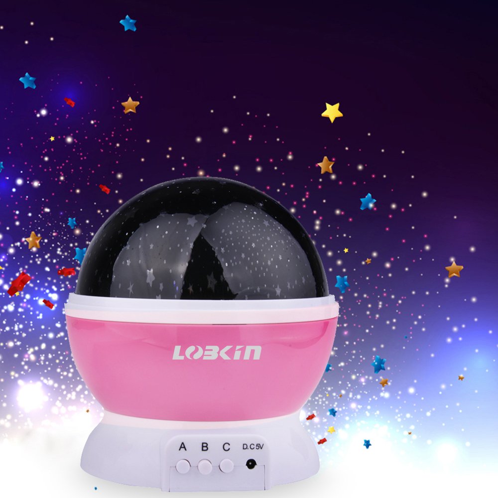 Ecandy Constellation Night Light Projector Lamp 360 Degree Rotating 3 Mode Romantic Cosmos Star Sky Moon Bedroom Light for Children,Baby Bedroom,Christmas Gifts,Pink