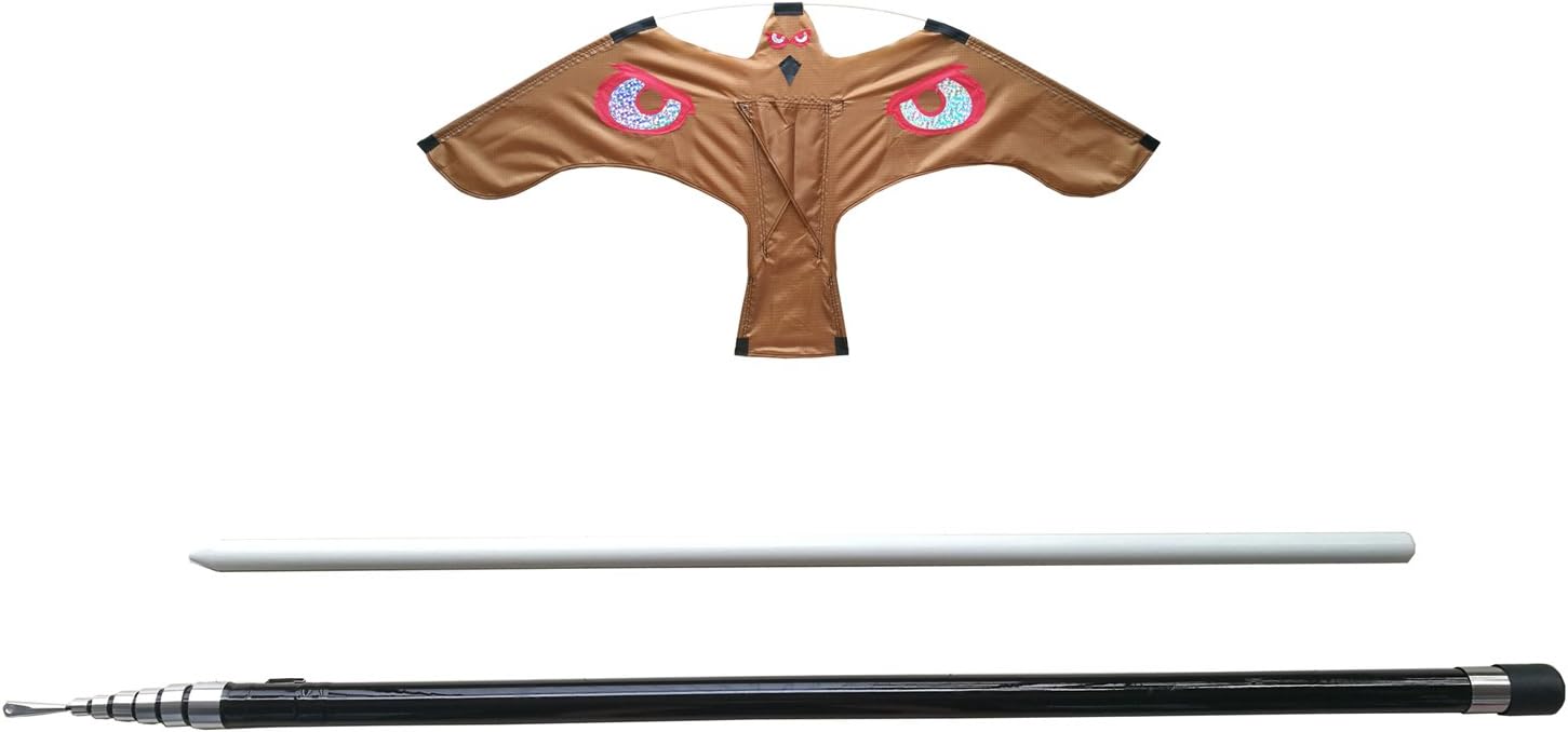 Bird Repeller Black Flying Hawk kite,large eagle kites Scarecrow Decoy for Farm Garden Pest Bird Scarer With 7 Meters Telescopic Pole (Brown Kite)